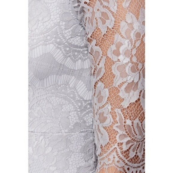 Lulus Dress Small Angel Eyes Grey Lace Midi Formal Wedding Event Mother of Bride - Picture 13 of 13